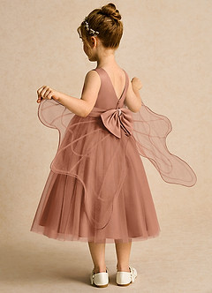 Azazie Pear Abiti da Ragazza di Fiori Abito Principessa in Tulle Fiocco Bronzo image5