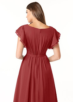 Azazie Daphne Modest Bridesmaid Dresses A-Line Ruffled Chiffon Floor-Length Dress image5
