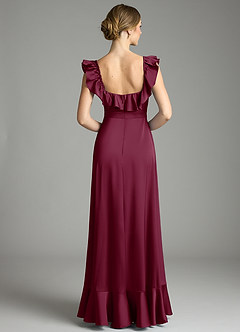 Azazie Lyra Bridesmaid Dresses Mulberry A-Line Off the Shoulder Stretch Satin Convertible Dress image8