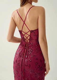 Fayerosa Burgundy Beading Sequin Embroidery Prom Dress image5