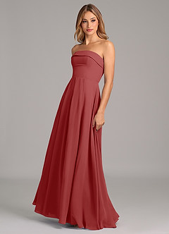 Azazie Lucienne Bridesmaid Dresses Rust A-Line Strapless Chiffon Convertible Dress image4