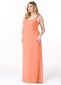 Azazie Denice Bridesmaid Dresses Sunset Sheath Pleated Chiffon Dress image11