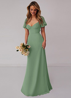 Barbie ♥ Azazie Bridesmaid Dresses Matcha A-Line Pleated Chiffon Dress image6