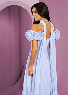 Barbie ♥ Azazie Robes de demoiselle d'honneur Robe Trapèze Convertible en Mousseline de soie Épaule décolletée Lavande image7