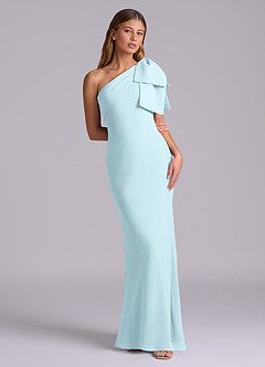 Azazie Yuanna Bridesmaid Dresses Cloud Blue Mermaid One Shoulder Chiffon Dress image3