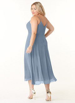 Azazie Clarissa Bridesmaid Dresses Dusty Blue A-Line V-Neck Chiffon Dress image10