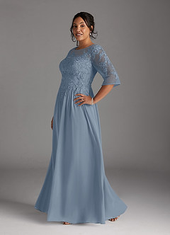 Azazie Mirielle Abiti per la Madre della Sposa Abito A-Line in Chiffon in Pizzo con Scollo a U Blu Polveroso image10