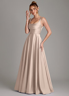 Azazie Azaria Robes de demoiselle d'honneur Robe Trapèze en Satin extensible Corset Rose Anglais image3