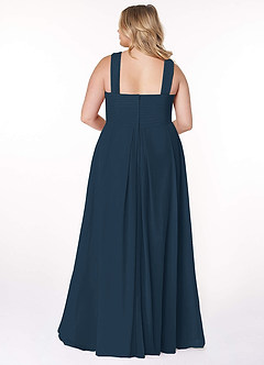 Azazie Kaleigh Bridesmaid Dresses Dark Navy A-Line Pleated Chiffon Dress image8