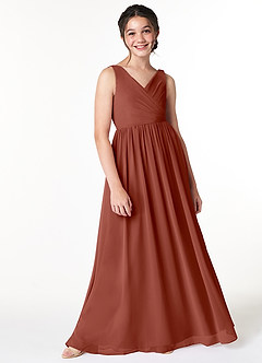 Azazie Sawyer Junior Auburn A-Line Pleated Chiffon Dress image3