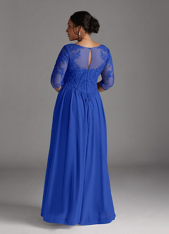 Azazie Harriet Mère de la mariée Robes Robe Trapèze en Maille Dentelle en forme d'anneau Bleu Roi image11