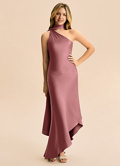 Azazie Briony Junior Etui Plissee Stretch-Satin Kleid Amethyst image3