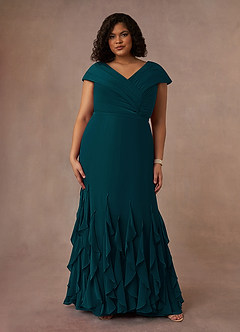 Azazie Bailora Mother of the Bride Dresses Pine Mermaid Ruched Chiffon Dress image6
