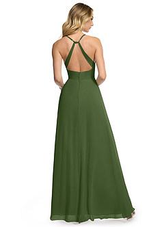 Azazie Davis Bridesmaid Dresses Olive A-Line V-Neck Chiffon Dress image5