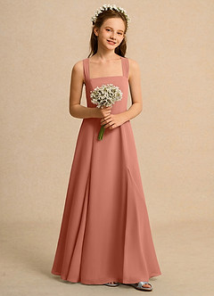 Azazie Tater Junior Formal Flower Girl Klänningar Klä A-Line i Chiffong Plisserad image4