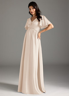 Azazie Verna Brautjungfernkleider für Schwangere A-Linie Gestreift Stretch-Satin Bodenlänge Kleid image4
