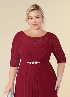 Azazie Leonine Mother of the Bride Dresses Burgundy A-Line Scoop lace Chiffon Dress image12