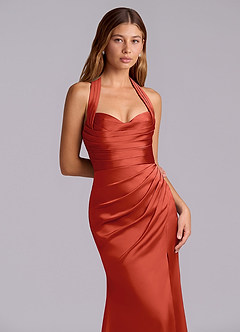 Azazie Destiny Suknie dla druhen Syrena Dekolt w kształcie serca Satyna elastyczna Do ziemi Sukienka image5