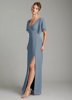 Azazie Ambrosia Bridesmaid Dresses Twilight A-Line Pleated Chiffon Dress image4