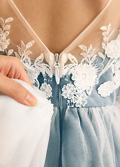 Azazie Zimi Flower Girl Dresses Bermuda Ball-Gown Sweetheart Neckline Tulle Dress image10