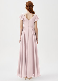 Azazie Caria Junior Blushing Pink A-Line Pleated Chiffon Dress image4