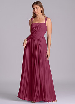 Azazie Mina Final Sale Mulberry A-Line Pleated Chiffon Dress image1