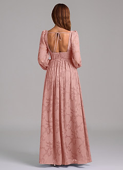 Azazie Norah Jurken voor bruidsmeisjes Jurk van Bloemen Burn-out met A-Lijn Lange mouw Rozet image6