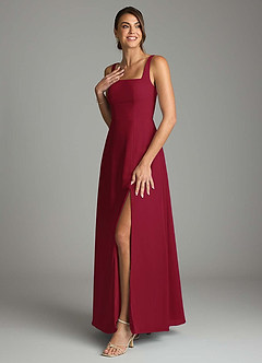 Azazie Debra Bridesmaid Dresses Burgundy A-Line with Pockets Chiffon Convertible Dress image5