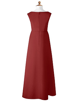 Azazie Sadia Junior Rust A-Line Pleated Matte Satin Dress image7