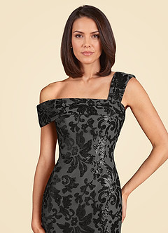 Azazie Odessia vestidos de madre de la novia Vestido de Negro de Encaje de Corte En A con Lentejuela image7
