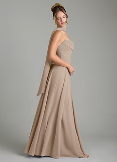 Azazie Gabriela Bridesmaid Dresses Taupe A-Line Corset Chiffon Dress image3