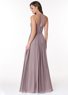 Azazie Ginger Bridesmaid Dresses Dusk A-Line Halter Pleated Chiffon Dress image4
