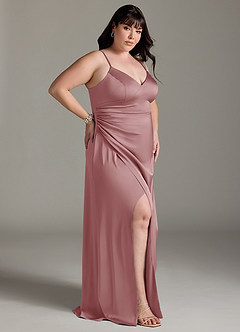 Azazie Marchella Bridesmaid Dresses Dusty Rose A-Line Corset Stretch Satin Dress image9