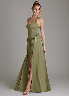 Azazie Francis Bridesmaid Dresses Pistachio A-Line Corset Stretch Satin Dress image6