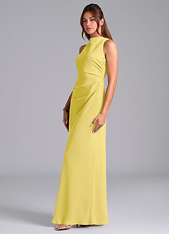 Azazie Evadne Suknie dla druhen Osłona Pofałdowany Szyfon Do ziemi Sukienka image1