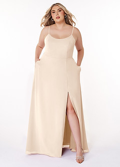 Azazie Moira Bridesmaid Dresses White Alabaster A-Line Scoop Chiffon Dress image8