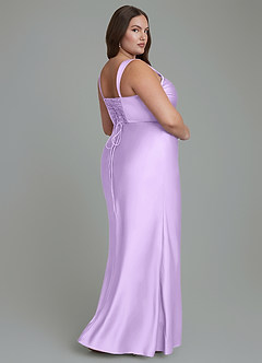 Azazie Agustina Vestidos de madrinha de casamento Vestido Lilás de Cetim elástico de sereia com Corpete image8