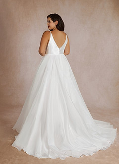 Azazie Calliana Vestidos de novia Vestido de Diamante Blanco de Micado de Corte en A con Cuello en V image11