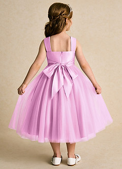 Azazie Dovey Flower Girl Dresses Candy Pink Ball-Gown Bow Tulle Dress image3