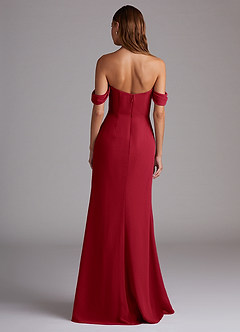 Azazie Saige Bridesmaid Dresses Scarlet A-Line Off the Shoulder Chiffon Convertible Dress image7
