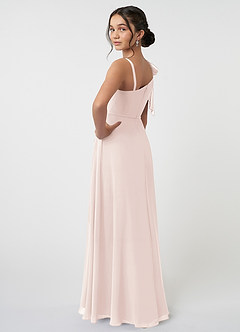 Azazie Aidy Junior A-Linie Schleifen Chiffon Kleid Blassrosa image4