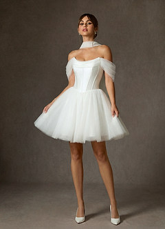 Azazie Naef Vestidos de novia Vestido de Diamante Blanco de Tul de Corte en A image4