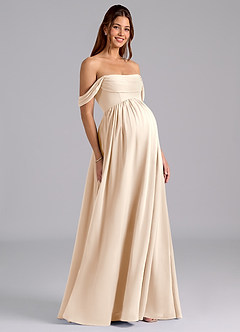 Azazie Saige Maternity Bridesmaid Dresses A-Line Pleated Chiffon Floor-Length Dress image1