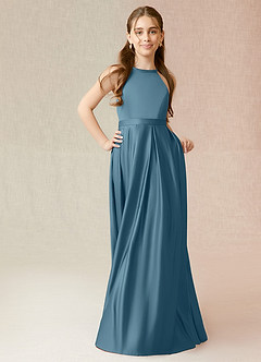 Azazie Arianthe Junior Bermuda A-Line with Pockets Stretch Satin Dress image4
