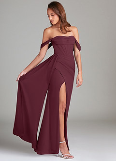 Azazie Amyra Brautjungfernkleider Wandelbar Etui Schulterfrei Chiffon Kleid Cabernetrot image3