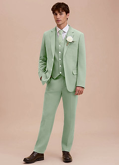 front Ethan Stoffige Salie Verfijnd geweven 3-delig pak