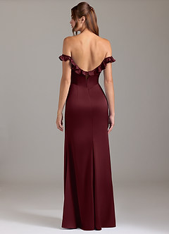 Azazie Callie Robes de demoiselle d'honneur Robe Trapèze Convertible en Satin extensible Rayé Cabernet image7