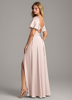 Azazie Chloe Bridesmaid Dresses Blushing Pink A-Line Sweetheart Neckline Stretch Satin Dress image2