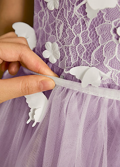 Azazie Darlina Flower Girl Dresses Ivory Wisteria Ball-Gown Lace Tulle Dress image12
