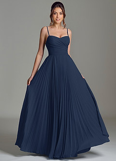 Azazie Catie Bridesmaid Dresses Dark Navy A-Line Sweetheart Neckline Chiffon Dress image3